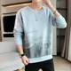 thumbnail image 5 of Sudadera para hombre, sin capucha, ropa masculina, jersey gráfico bordado, camiseta azul de una pieza, cálida, nueva, en overfit simple S, 5 of 5