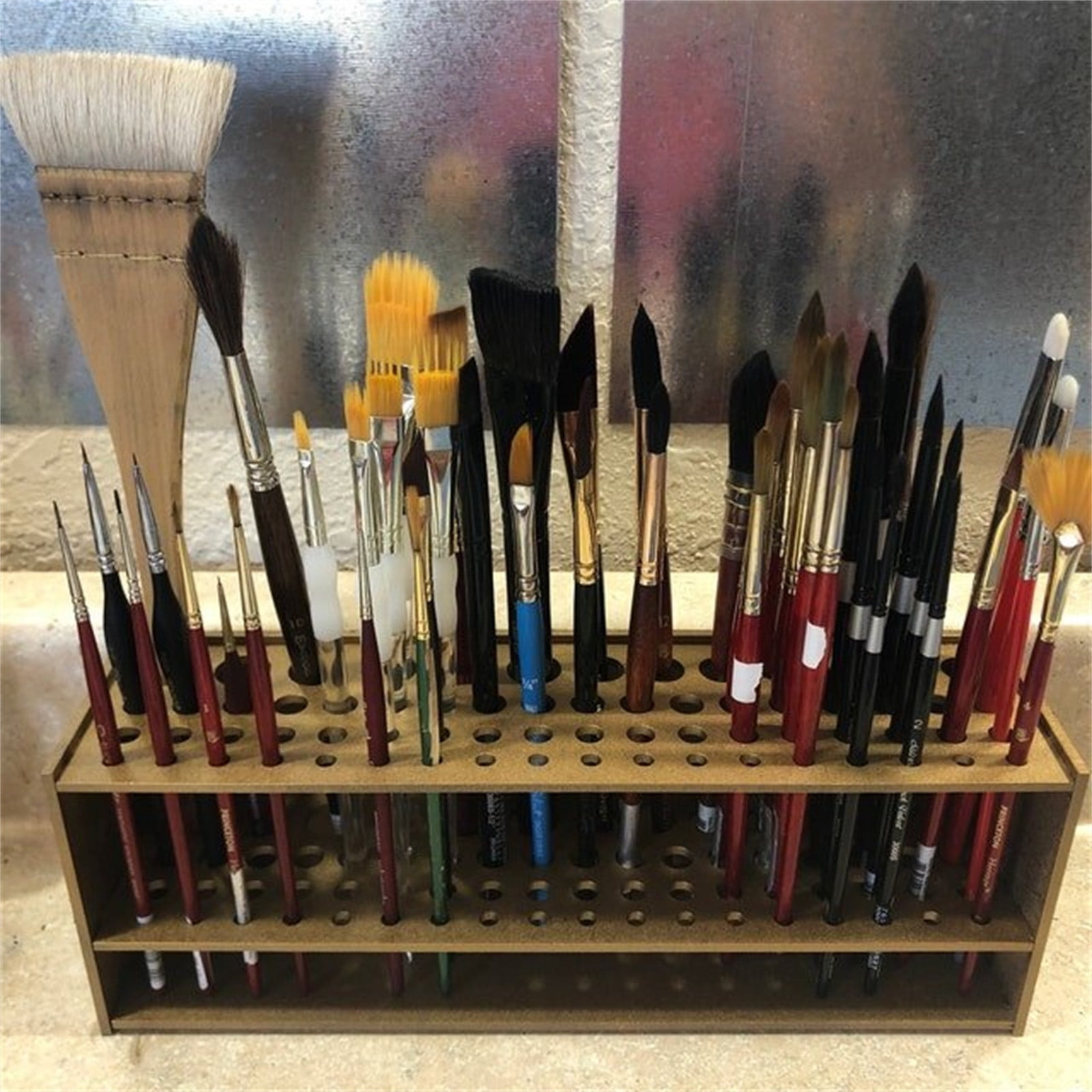 Vikakiooze Clearance! Brush Holder Paintbrush Holder Stand 67 Paint Brushes  Wall Mount Or Freestanding