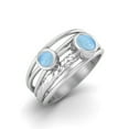 thumbnail image 2 of Mooneye 4mm Round Larimar Handmade Split Shank Band 925 Sterling Silver Dual Stone Women Gifts Ring, 2 of 4