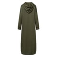 thumbnail image 5 of Maxi Long Hoodie Dress for Women Spring Fall Winter Loose Muslin Hooded Sweatshirt Dress Pullover Top, 5 of 8