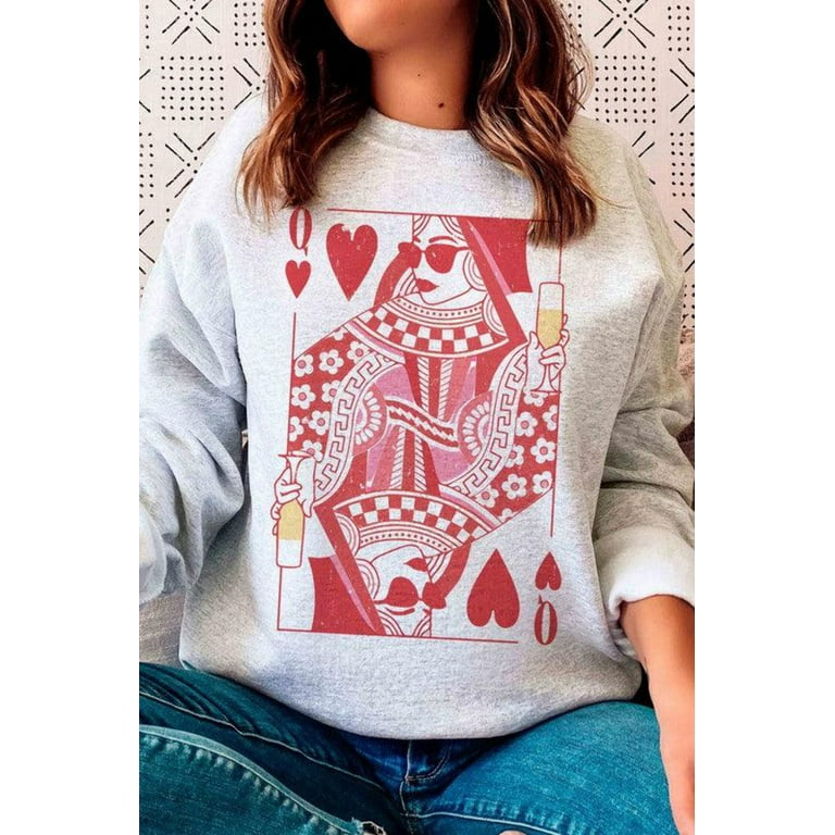 Valentine s Day Champagne Queen Of Hearts Graphic Sweatshirt Walmart
