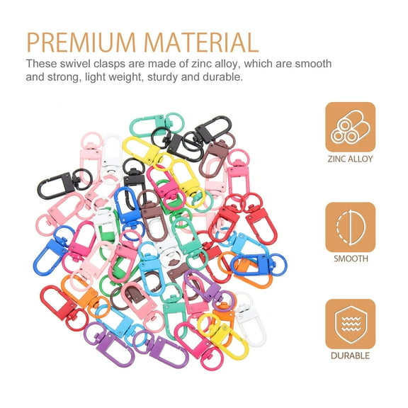 HAKIDZEL 50Pcs Small Swivel Snap Hooks Metal Spring Clasp Opening Keychain Clips