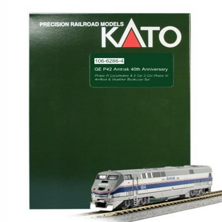 - Kato USA Model Train Products P42 40th Anniversary Phase IV #184 Locomotive and 3-Car Phase VI Amfleet and Viewliner Set