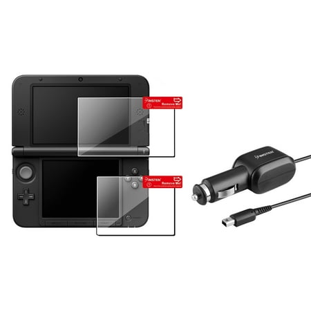 Insten Car Charger + Clear Top & Bottom Screen Protector Kit For Nintendo NEW 3DS XL LL / 3DS XL (Top 10 Best Nintendo Games)