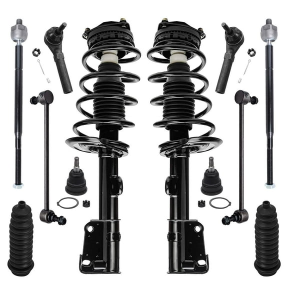 Detroit Axle - Front 12pc Suspension Kit for 2008-2010 Chrysler Town & Country Dodge Grand Caravan 2 Ready Struts 2 Lower Ball Joints 4 Tie Rods 2 Sway Bars 2 Boots