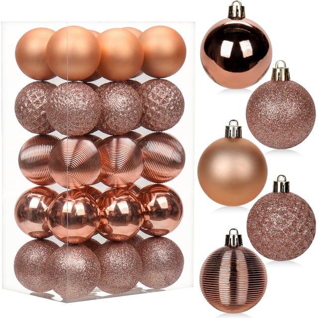 Adornos de Esferas Navideñas Briful 30 piezas Irrompibles Oro Rosa