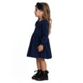 thumbnail image 4 of Wonder Nation Toddler Girls Puckered Bow Dress with Long Sleeves, Sizes 12M-5T, 4 of 15