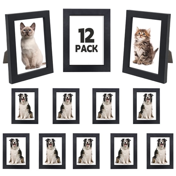 Set of 12 Picture Frame Photo Frames Wall Mounting Simple Photo Frames Multi Picture Frames for Wall or Tabletop 4x6 Inch,Black