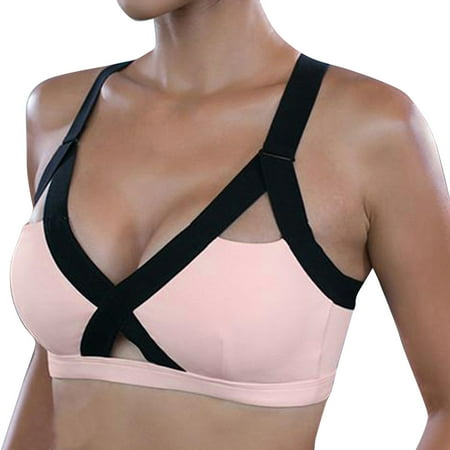

GWAABD Slit Ring Crop Cami Women Fitness Beautiful Hot Yoga Bra Back Plug Cell Phone Pocket Yoga Bra Sports Bra