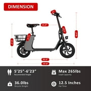 Windhorse C2-BLK Urban Cruiser 450W Brushless Motor Foldable Electric Scooter for Adults with Seat and Carry Basket (Black)