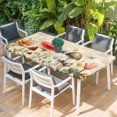 thumbnail image 2 of Mushrooms Table Cloths for 6 Foot Rectangle Tables, Spring Floral Farmhouse Botanical Patio Waterproof Elastic Fitted Tablecloths, Washable Rectangular Table Cover for Camping, 2 of 8