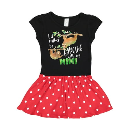 

Inktastic Id Rather Be Hanging with my Mimi- Cute Sloths Gift Toddler Girl Dress