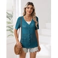 thumbnail image 5 of Zeagoo Women's Short Sleeve Summer Cardigan V-Neck Button up Lightweight Hollow Out Sweater Cardigans Shrug, 5 of 6