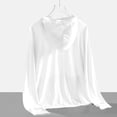 thumbnail image 5 of Men's Lightweight Full-Zip Hooded Sun Protection Shirt UPF 50+ Quick Dry Athletic Jacket with Thumb Holes - Breathable UV Outdoor Running Fishing Hiking Top White XL, 5 of 8