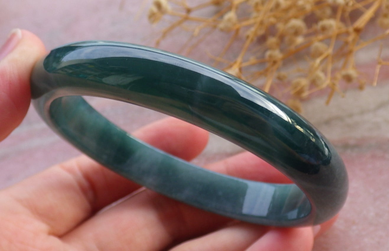 Icy Green Natural A JADE Jadeite Bangle Bracelet 60 mm 684191 TN