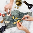 thumbnail image 4 of Marble Print Cutting Board, Ceramic Style Grunge Scratches Formless Lines and Cracks Art, Decorative Tempered Glass Cutting and Serving Board, Wine Bottle Shape, Tan Beige Dark Taupe, by Ambesonne, 4 of 5