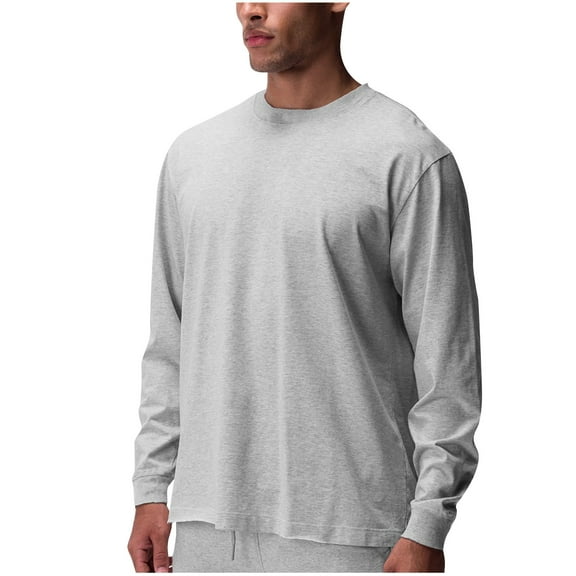 Men's Long Sleeve Shirt Cotton Crew Neck Shirts Mens Casual Loose fit Shirts Lightweight Crew Neck Long Sleeve Gym Workout Athletic Tee Shirts Outdoor Workout Tops Hippie T-Shirt