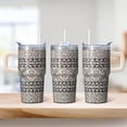 thumbnail image 2 of 20oz Boho Travel Coffee Mug with Lids and Straws, Stainless Steel Insulated Tumbler, Double Wall Vacuum Leakproof Bohemian Design, 2 of 5