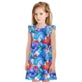 thumbnail image 1 of Vsdgher Fleurs Vives pour Filles Chemises de Nuit Manches Courtes à Volants Robe de Nuit Pyjama pour Fête Pyjama-TG, 1 of 6