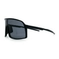 thumbnail image 6 of Classic Mens Oversized Shield Wrap Around MTB Sport Plastic Sunglasses Matte Black - Black, 6 of 8