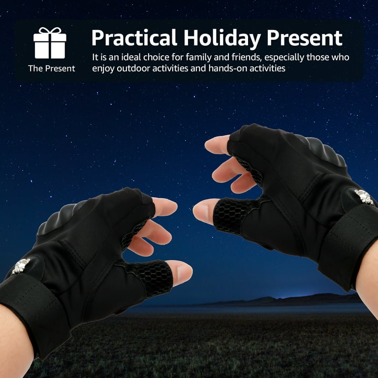 LED Flashlight Gloves Hands Free Half Finger Lighted Gloves