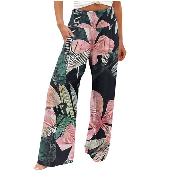 Zuesphe Womens Pants Dressy Casual Pattern Women Petite Plus Size Capris Short Length Womens Palazzo Pants Casual Cargo Pants Women Baggy Plus Size My Orders