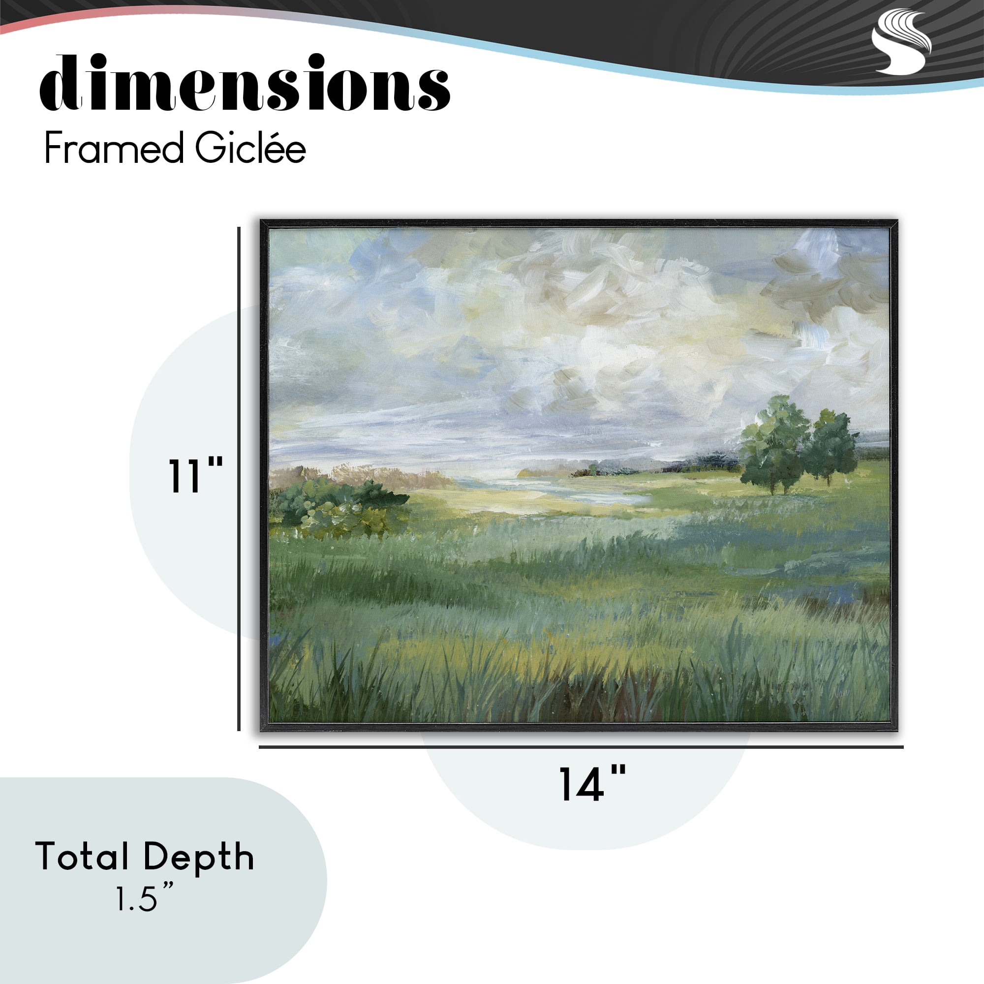 Stupell Industries Idyllic Field at Dawn Black Framed Giclee Art, design by Nan