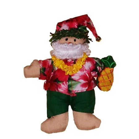 Christmas Pineapple - Hawaiian Style Christmas Ornament Fabric Santa With Pineapple
