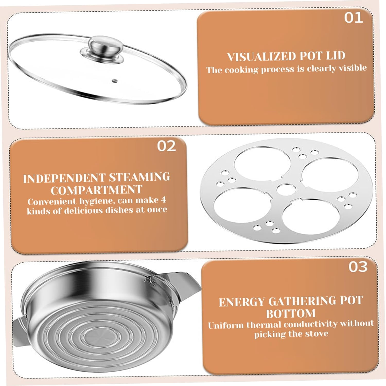 Egg Poacher ‎Stainless Steel Poached Egg Maker with 4 Cups, Nonstick Multipurpose Cooker Pot with Handle for Pots, Skillets and Pressure Cookers Poached Maker