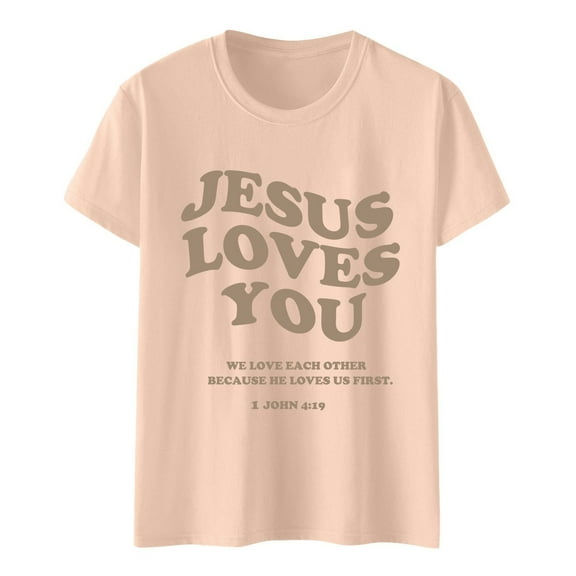 Womens Christian Tshirts Short Sleeve Crewneck Religious Sayings Tees Vintage Bible Verse Inspirational Tops