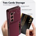 thumbnail image 3 of Compatible Samsung Galaxy Z Fold 5 Case with Card Holder & Kickstand,Wine Red Shockproof Leather Storage Cases Wallet Credit Card Slot Cover Phone Case for Samsung Galaxy Z Fold 5 5G Case Women, 3 of 14