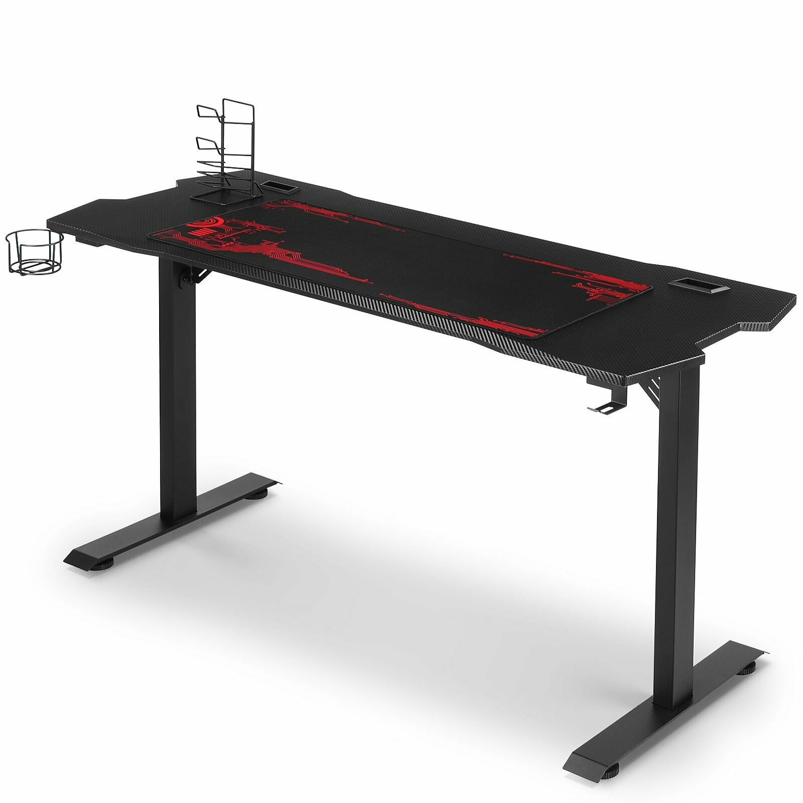 Pirecart 55" Gaming Desk Carbon Fiber Surface Racing Desk with Mouse