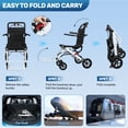thumbnail image 4 of Postuois 17.7 Inch Wide Heavy Duty Transport Wheelchair for Adults & Seniors, Aluminum Alloy Foldable Travel Chair with 265lbs Capacity, Safety Belt, PU Wheels & Handbrake Lever, 4 of 9