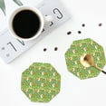 thumbnail image 4 of Honeii Cartoon Duck print Leather Coaster Set of 4, ideal for safeguarding your furniture from drinks spills and effortless cleanup-Octagon, 4 of 6