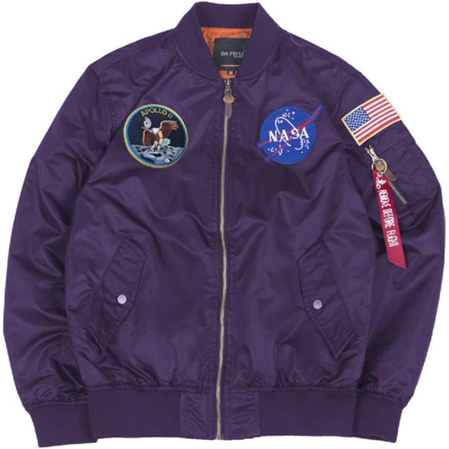CORIRESHA Chaquetas bomber ajustadas para hombre Apollo NASA
