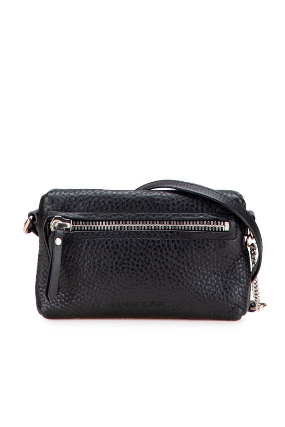 Pre-Owned Burberry Nova Check Crossbody Shoulder Bag Pochette Black Leather Women's BURBERRY
