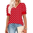 thumbnail image 4 of Levmjia Womens Tops Floral Printed Base T-Shirt Polyester Casual Solid Color Button Pullover Shirt Fashion Comfortable Daily Wear Spring Summer, 4 of 5