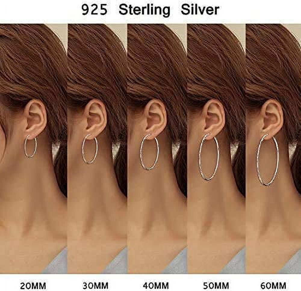 DOLIOX 925 Sterling Silver Circle Endless Hoop Earrings for Women 20 30 40 50 60 70mm