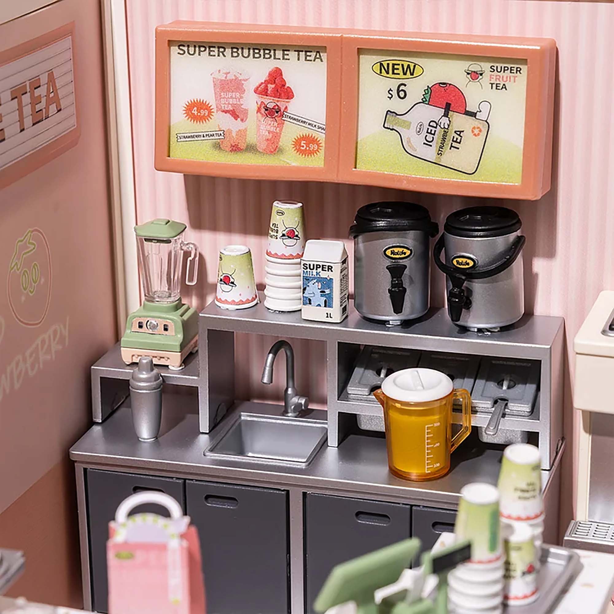 Rolife Super Creator Double Joy Bubble Kids Tea Plastic DIY Miniature Wooden House Kit