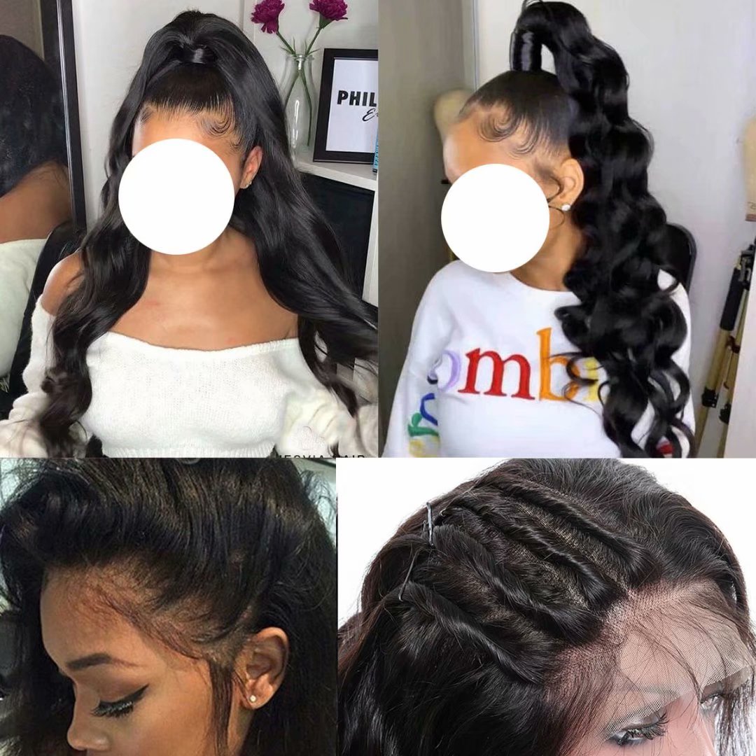SEGO 360 Lace Frontal Closure Human Hair Wigs Brazilian Straight Wave Human Hair Bundles with Pre Plucked Hairline Walmart