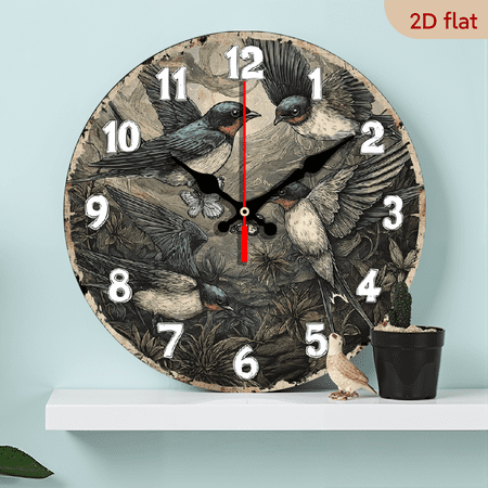 2D Flat 1pc 10Inch Wooden Silent Wall Clock - Modern Minimalist Office Decor with Calculator-like Design Quartz Movement Non-Ticking Clock for Home Living Room Workspace - Beige Black Accent