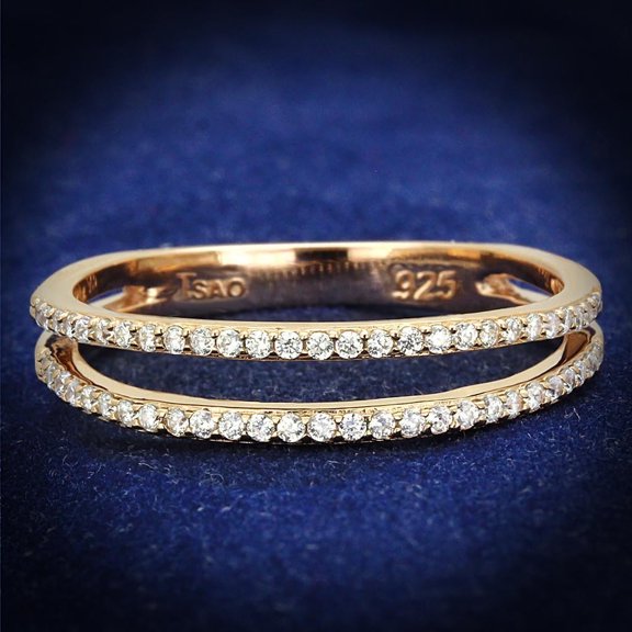 TS588 - Rose Gold 925 Sterling Silver Ring with AAA Grade CZ in Clear