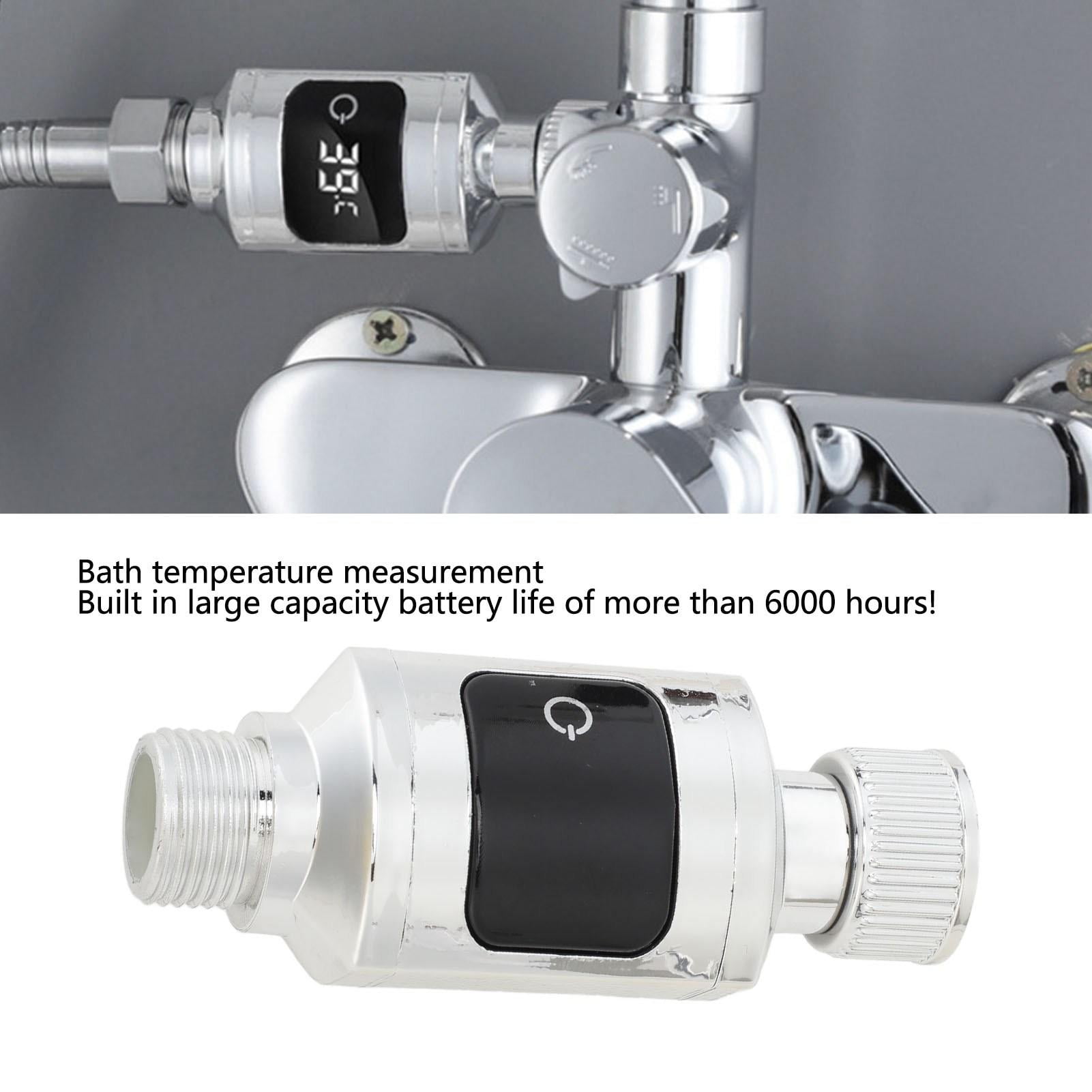 BIMZUC Stainless Steel Shower Thermometer – Waterproof LED Digital Display, 1/2” Nut, Accurate Water Temperature Monitor for Bathroom & Kitchen