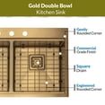 thumbnail image 5 of Strictly Sinks 33" Topmount Kitchen Workstation Sink Gold Double Bowl 16ga Stainless Steel Drop In, 5 of 7