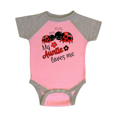 

Inktastic My Auntie Loves Me with Cute Lady Bugs Gift Baby Boy or Baby Girl Bodysuit