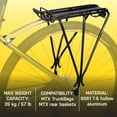 thumbnail image 3 of Topeak Explorer Disc Rack MTX 2.0 – Rear Touring for Disc Brake Bikes, 6061 T-6 Aluminum Tubing, Fits 26”, 27.5” & 700C Wheels, MTX QuickTrack & 2.0 Compatible, 57 lb Cargo Capacity, 3 of 4