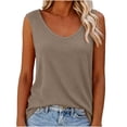 thumbnail image 6 of ClodeEU Women's Waffle Knit Crewneck Sleeveless Tank Top ,Solid Color Casual Cami Khaki,Women's Plus XL, 6 of 7