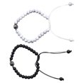 thumbnail image 3 of Accesorio de moda exclusivo de piedra blanca y negra para hombres y mujeres Pulsera ajustable de turquesa esmerilada, 3 of 8