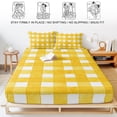 thumbnail image 5 of Twin XL Size Fitted Sheet Set - Yellow Plaid 2 Piece Bedding Sets 16" Deep Pocket Fitted Sheet with 1 Pillowcases, Watercolor Grid Checker Gingham Farmhouse Brushed Microfiber Hotel Luxury Bed Sheets, 5 of 9