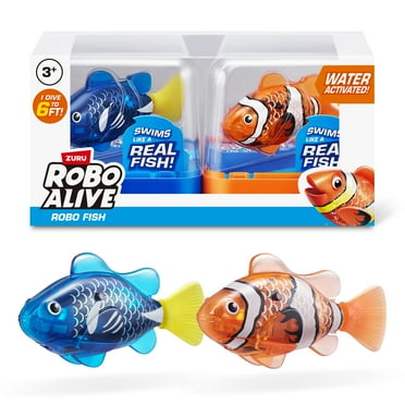 Robo Alive Robo Fish Robotic Swimming Turtle (Orange   Blue) by ZURU Water Activated, Comes with Batteries, (2 Pack)